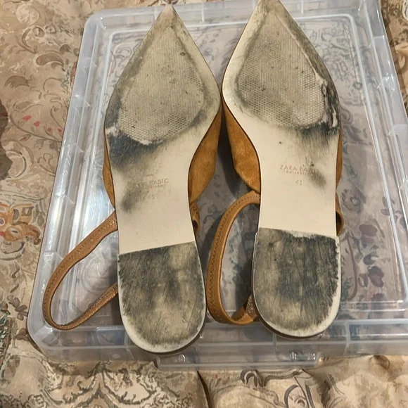 Zara pointy toe flats caramel color size W’s 41 - Picture 7 of 9
